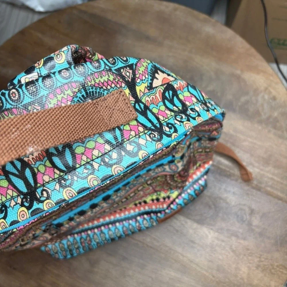 SAKROOTS Backpack Bag Canvas Boho Southwestern Artsy Colorful‎ EUC